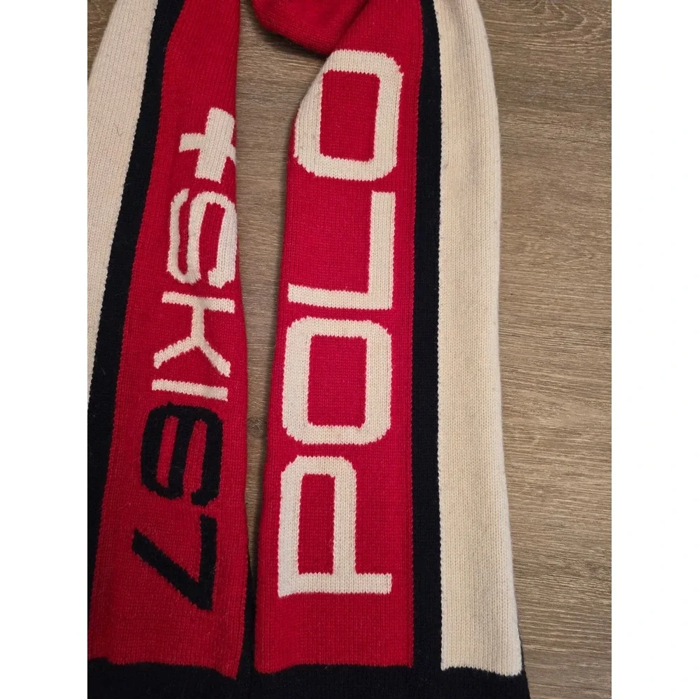 Polo Ralph Lauren Ski 67 Knit Scarf Red White Navy Blue Colorblock‎ Swiss Cross